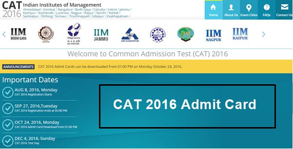 CAT Admit Card 2017 Download Here Name Wise Login @ iimcat.ac.in