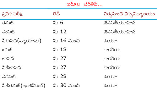 TS cet exam-time table 2017