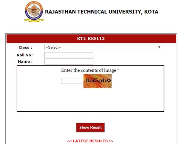 RTU-B.Tech-1st-Sem-Result-2018