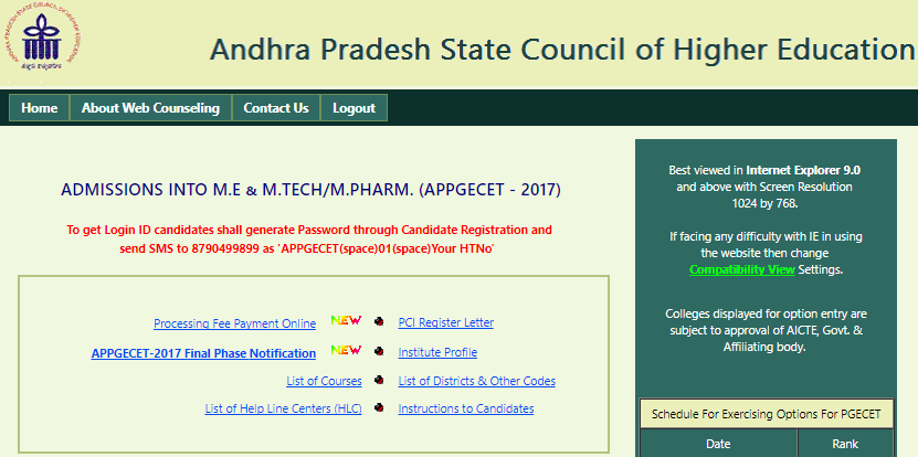 ap pgecet 2017 final counselling notification