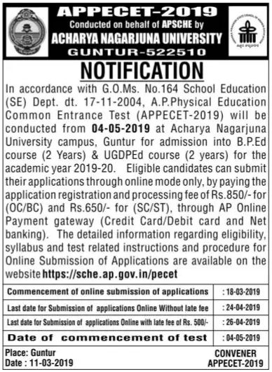 AP PECET 2019 Notification