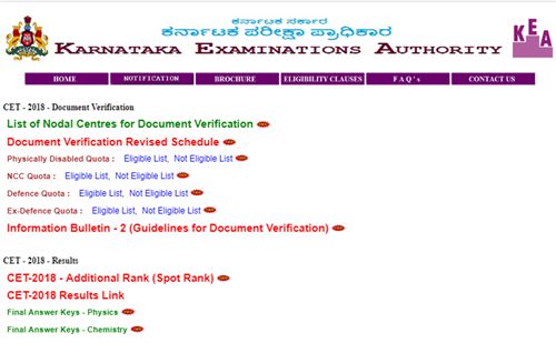 kcet Document Verification 2018