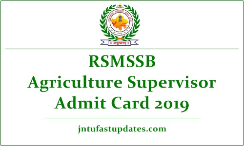 RSMSSB Agriculture Supervisor Admit Card 2019