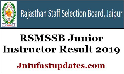 RSMSSB Junior Instructor Result 2019