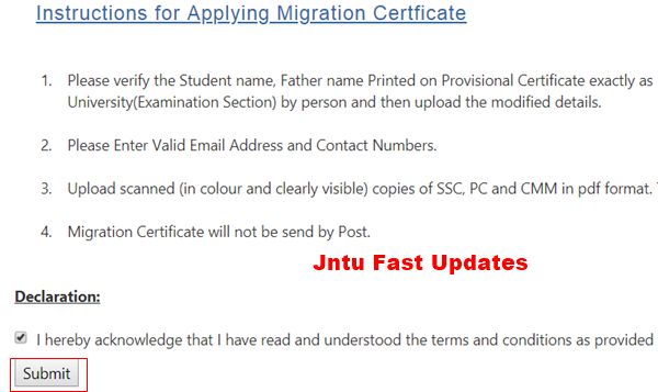 Instructions for Applying Migration Certificate