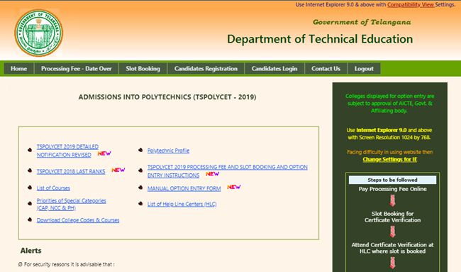 TS polycet seat allotment 2019
