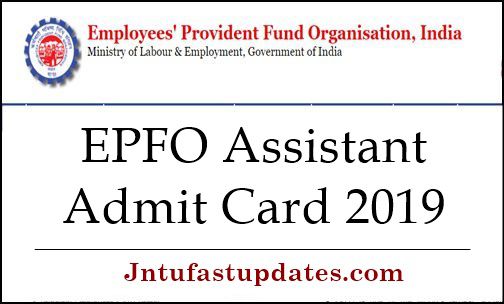 EPFO Assistant Admit Card 2019