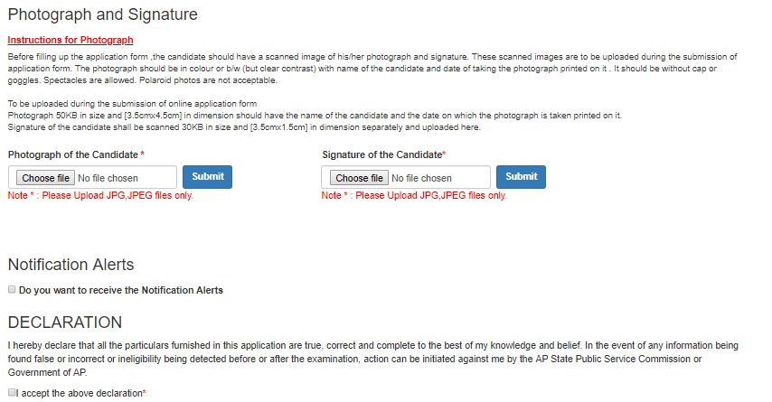 appsc otpr photo sign upload