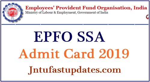 EPFO SSA Admit Card 2019