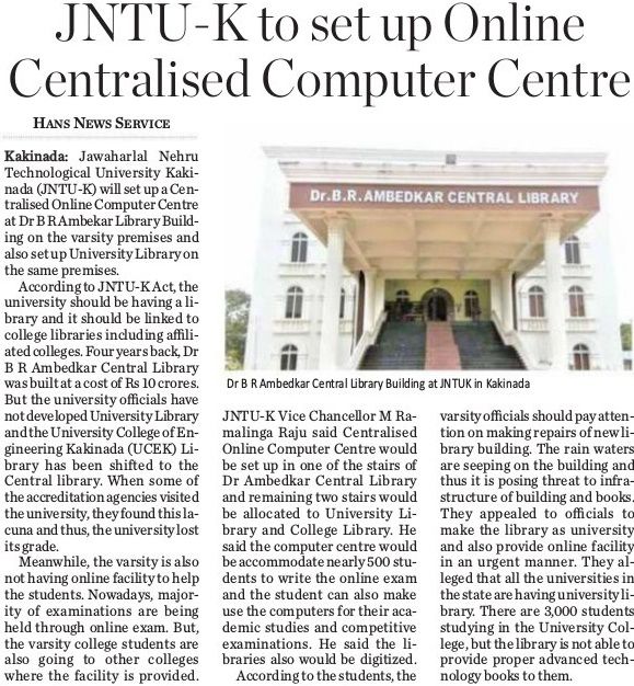 Dr B R Ambedkar Central Library Building at JNTUK in Kakinada