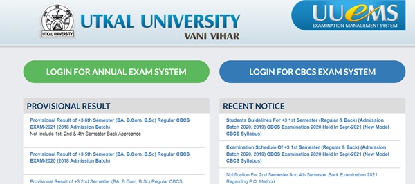 Utkal University Results 2021