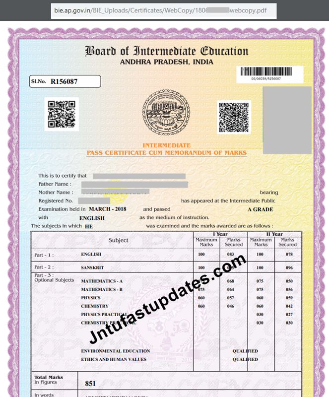 ap inter marks memo web copy sample