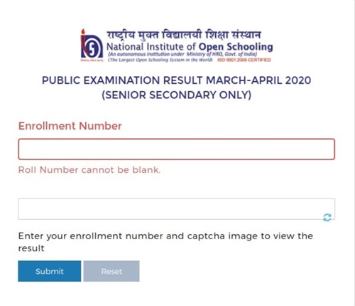 NIOS 12th result 2020