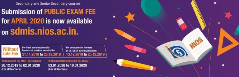 nios 10th-12th Exam Fee_April 2020