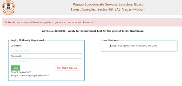 Punjab SSSB Junior Draftsman