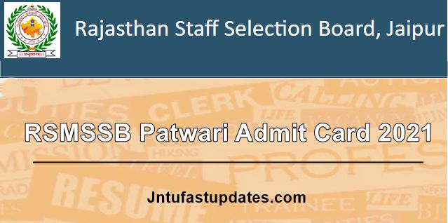 RSMSSB Patwari Admit Card 2021