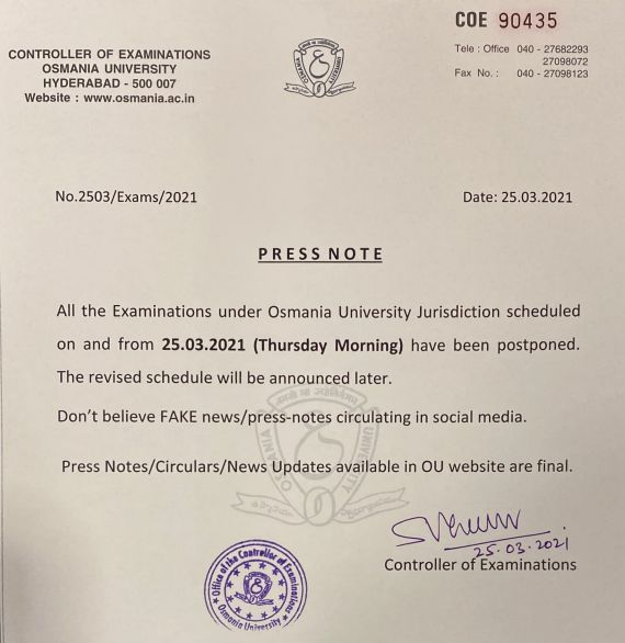 ou-exams-postponed-25-03-2021