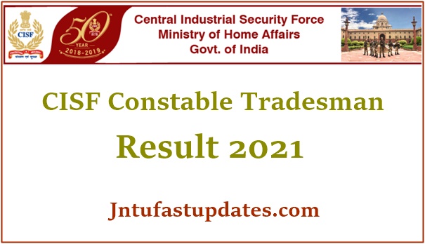 CISF Constable Tradesman Result 2021