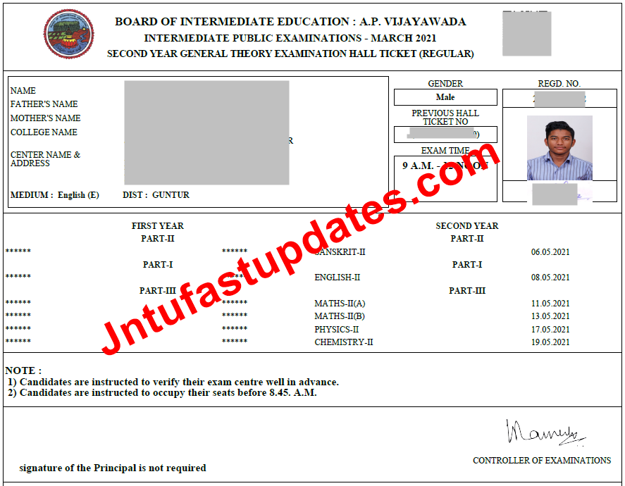ap inter 2nd year hall ticket 2021