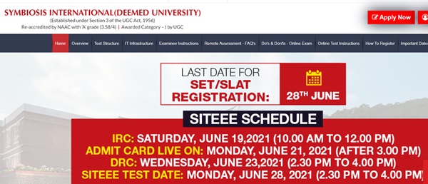 SITEEE Admit Card 2021