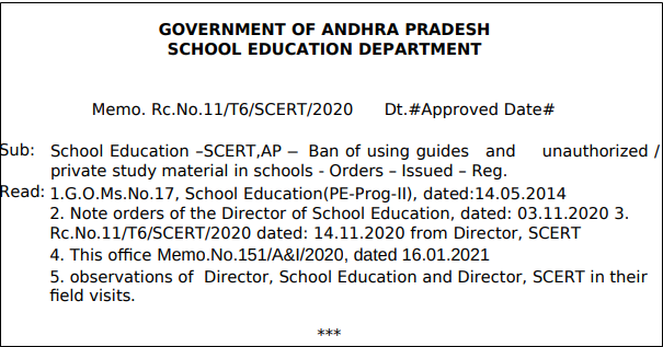 AP Ban of using Guides and unauthorizedPrivate study Material in schools