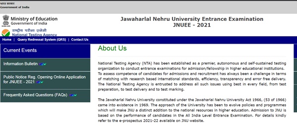 JNU Admit Card 2021 Available,  JNUEE Hall Ticket Download @ jnuexams.nta.nic.in