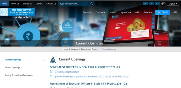 Bank of Maharashtra Generalist Officer Hall Ticket 2022 Download Admit Card, Exam Date